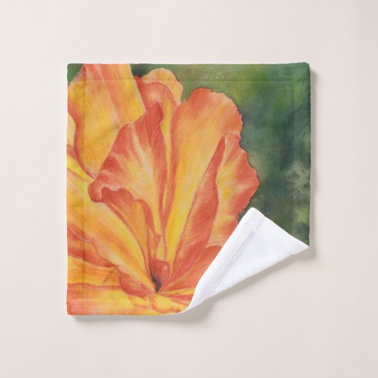 Warme Orange und rote Blütenfarbe Badhandtuch Set (Waschlappen)