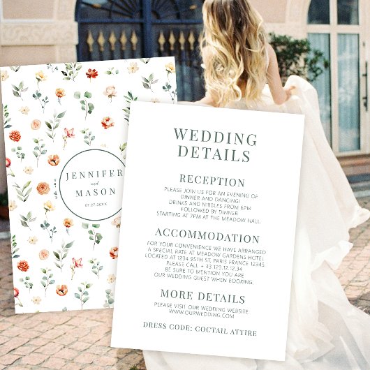 Warme orangefarbene Blumenkarten Begleitkarte