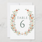 Warme orangefarbene Blumenkranke Hochzeitsfeiern T Einladung (Vorderseite)