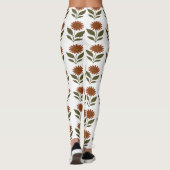 Warme Orangefarbene Florale Leggings (Rückseite)