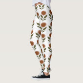 Warme Orangefarbene Florale Leggings (Links)