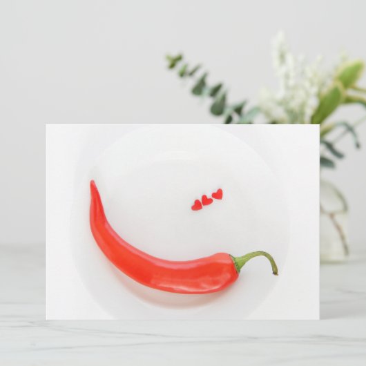 Warme Paprika Weißrot Einladung (Stehend Vorderseite)