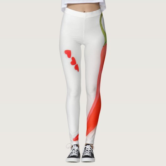 Warme Paprika Weißrot Leggings (Vorderseite)