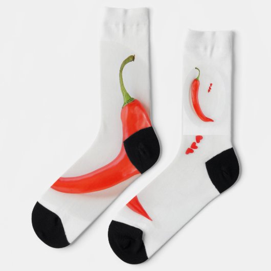 Warme Paprika Weißrot Socken (Linkes Detail)