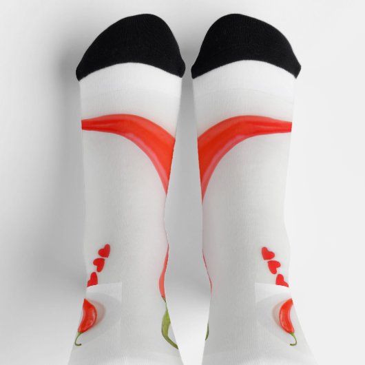 Warme Paprika Weißrot Socken (Oben)