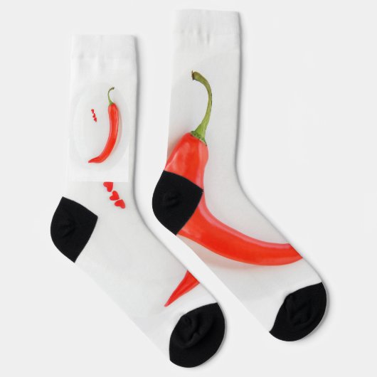 Warme Paprika Weißrot Socken (Rechts)