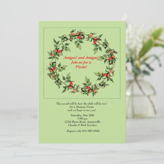 Warme Paprikaschoten Einladung (Stehend Vorderseite)