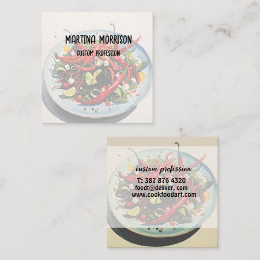 Warme Paprikaschoten Salat Quadratische Visitenkarte (Vorne/Hinten)