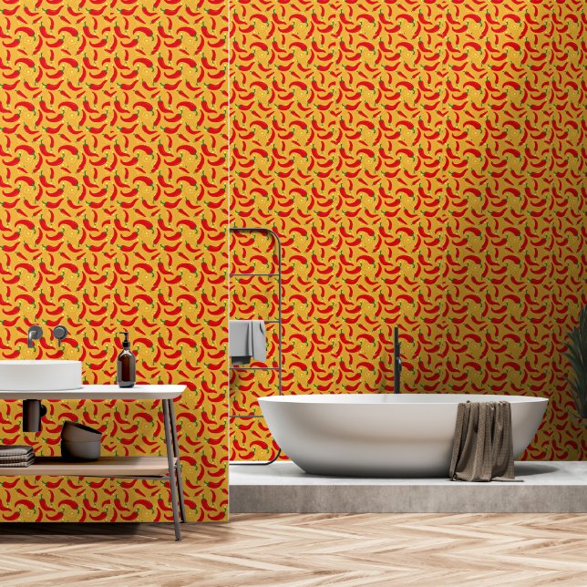 Warme Paprikaschoten Tapete (Badezimmer)