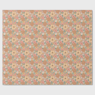 Warme Pastell-Blumenmuster mit vintage Charme Geschenkpapier