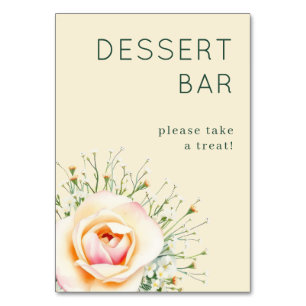 Warme Pastell-Botanik-Rosen-Illustration Tischnummer
