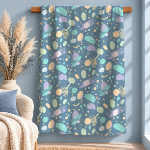 Warme Pastellblaue Geometrische Wurfdecke Kunst Sherpadecke