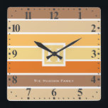 Warme Pastellherbst-Farbpalette | personalisiert Quadratische Wanduhr<br><div class="desc">Stilvolle Herbstfarbpalette in den warmen Pastellfarben mit einem eleganten Abzeichen mit Initialen.
Eine wunderbare Farbkombination während eines magischen und gemütlichen Herbstes oder irgendeiner anderen Jahreszeit.
Personifizieren Sie,  indem Sie die Initialen ändern und Name oder Presse fertigen besonders an,  um Ihre eigene Touch weiter zu addieren.</div>