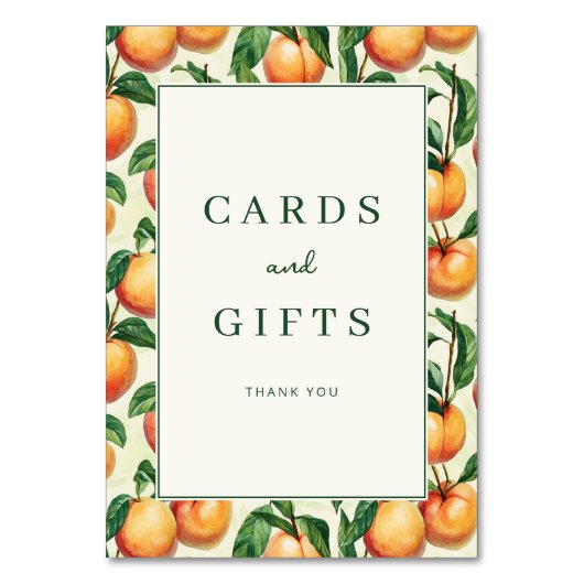 Warme Pfirsich-Illustrationsumrandung Tischnummer (Vorderseite)