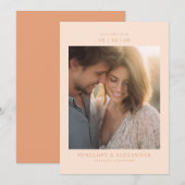 Warme Pfirsich-Minimalist-Foto Save The Date (Vorne/Hinten)