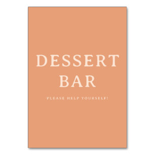 Warme Pfirsich-Minimalistische Dessertbar-Schilder Tischnummer