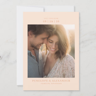 Warme Pfirsich-Minimalistische Fotografie Save The Date