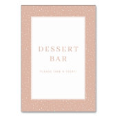 Warme Pfirsich-Polka-Dot-Dessertbar-Tafel Tischnummer (Rückseite)
