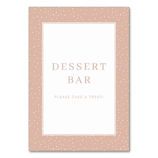 Warme Pfirsich-Polka-Dot-Dessertbar-Tafel Tischnummer (Vorderseite)