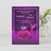 Warme Pink Whale Geburtstagsparty Einladung (Stehend Vorderseite)