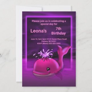 Warme Pink Whale Geburtstagsparty Einladung