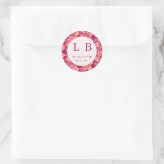 Warme Pinke Florale Feier Runder Aufkleber (Tasche)