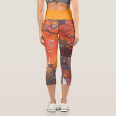 Warme Puddel-, Orange- und Pfirsichzellen Capri Leggings (Rückseite)