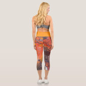 Warme Puddel-, Orange- und Pfirsichzellen Capri Leggings (Rückseite)