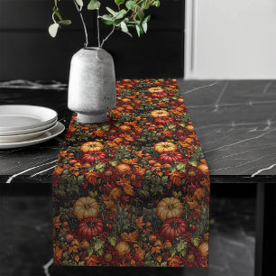 Warme Pumpkins und blumenklassische Fall Look Deko Großer Tischläufer