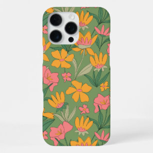 Warme Retro-Blumen-Nahtlos-Muster iPhone 16 Pro Max Hülle