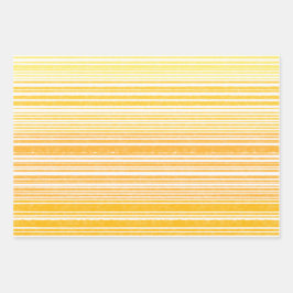 Warme Retro Wasserfarben Streifen in Senfgelb Geschenkpapier Set