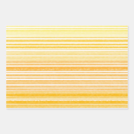 Warme Retro Wasserfarben Streifen in Senfgelb Geschenkpapier Set (Vorderseite)