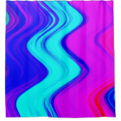 Warme, rosa, Aquamarine und blaue Farbstreifen Duschvorhang (Vorderseite)