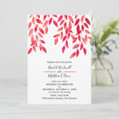 Warme, rosa Blätter Einladungen für Hochzeiten (Stehend Vorderseite)