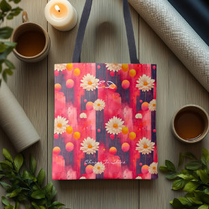 Warme rosa Blumenmuster – Künstlerische Daisy Bota Tasche