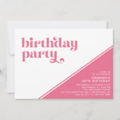 Warme Rosa Cerealien Retro Giro jedes Alter Geburt Einladung (Vorderseite)