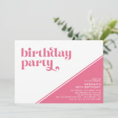 Warme Rosa Cerealien Retro Giro jedes Alter Geburt Einladung (Stehend Vorderseite)