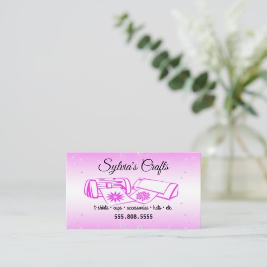Warme rosa Crafting Vinyl Business Card Visitenkarte (Stehend Vorderseite)