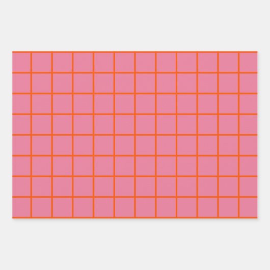 Warme rosa Farbenfrohe Retro Minimale Linien Geschenkpapier Set (Vorderseite)