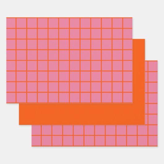 Warme rosa Farbenfrohe Retro Minimale Linien Geschenkpapier Set (Set)