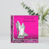 Warme rosa Geburtstagsparty der Frauen Einladung (Stehend Vorderseite)