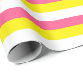Warme Rosa, gelbe und weiße Streifen Geschenkpapier (Rolleneckpunkt)