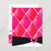 Warme rosa gequiltete Diamanten zum Geburtstag Ein Einladung (Vorne/Hinten)