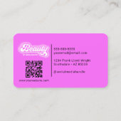 Warme rosa Glam Beauty Salon Frisör QR Code Visitenkarte (Rückseite)