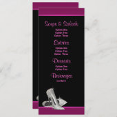 Warme rosa Glitzer High Heels Menü Cards Menükarte (Vorne/Hinten)