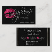 Warme Rosa Glitzer Lippen und Silber Visitenkarte (Vorne/Hinten)