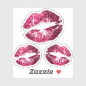 Warme Rosa Glitzer Lips - Kiss-Cut Aufkleber (Blatt)