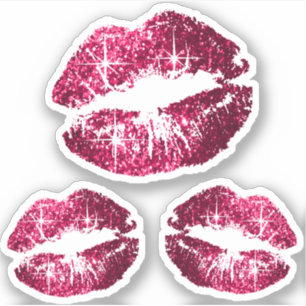 Warme Rosa Glitzer Lips - Kiss-Cut Aufkleber