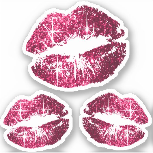 Warme Rosa Glitzer Lips - Kiss-Cut Aufkleber (Vorderseite)