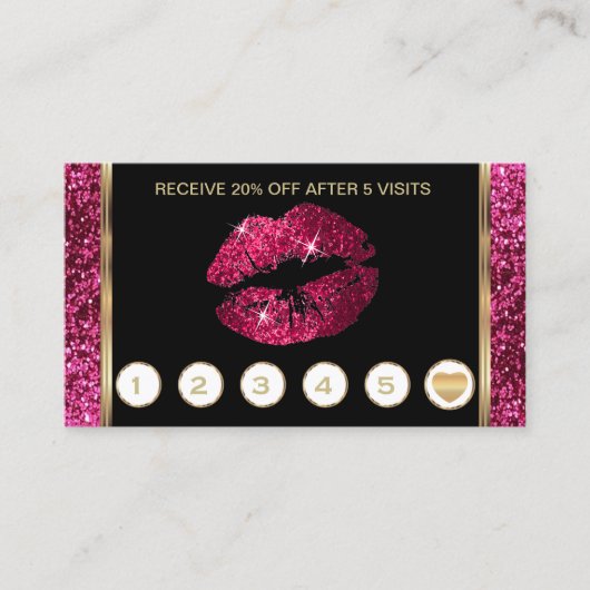 Warme Rosa Glitzer Loyalität Treuekarte (Vorderseite)